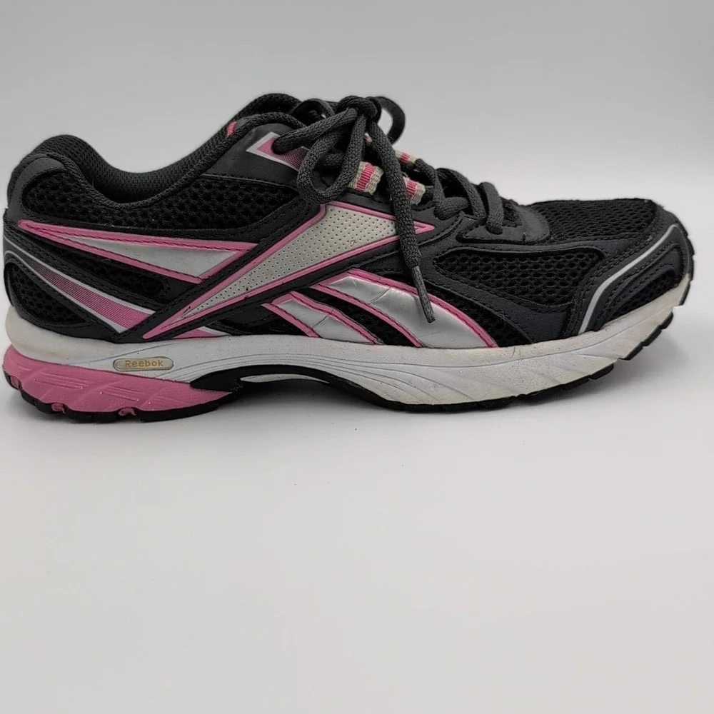 Reebok Pheehan Run Womens 7.5 Black Gray Silver‎ Lace Up Athletic Daily Shoes